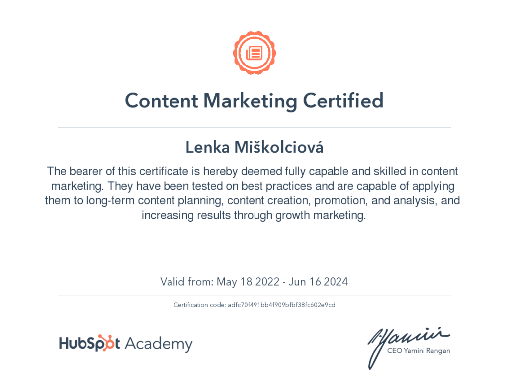 Stali sme sa certifikovanými v content marketingu